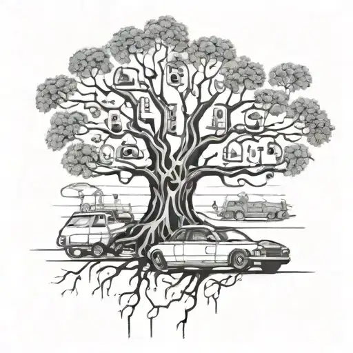 Design A Family Tree Made Out Of Car Parts And Tools