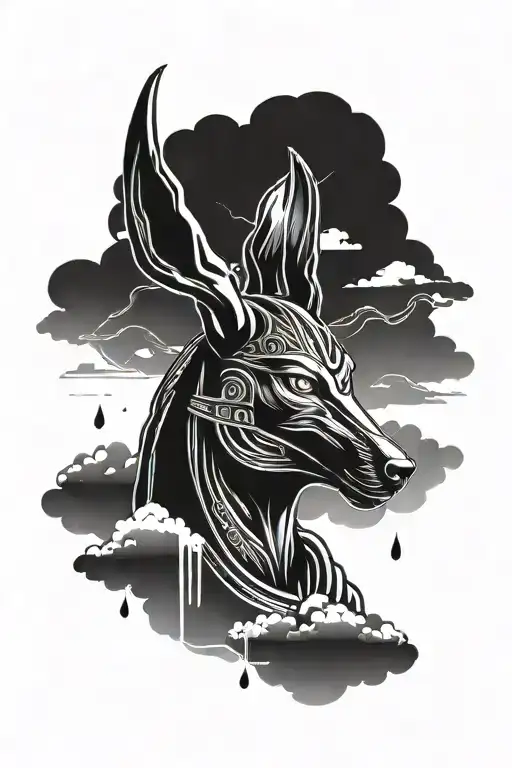 Anubis God Surrounded My Rain Cloud Background Black