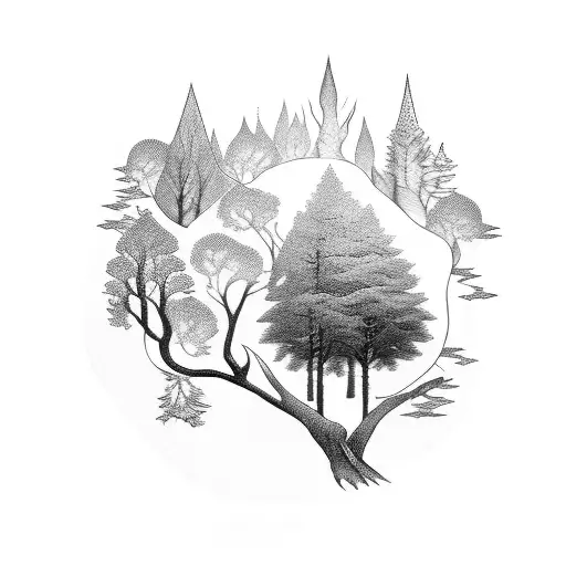 A Mystical Forest Scene With Animals From Irish Mythology Hidden Within