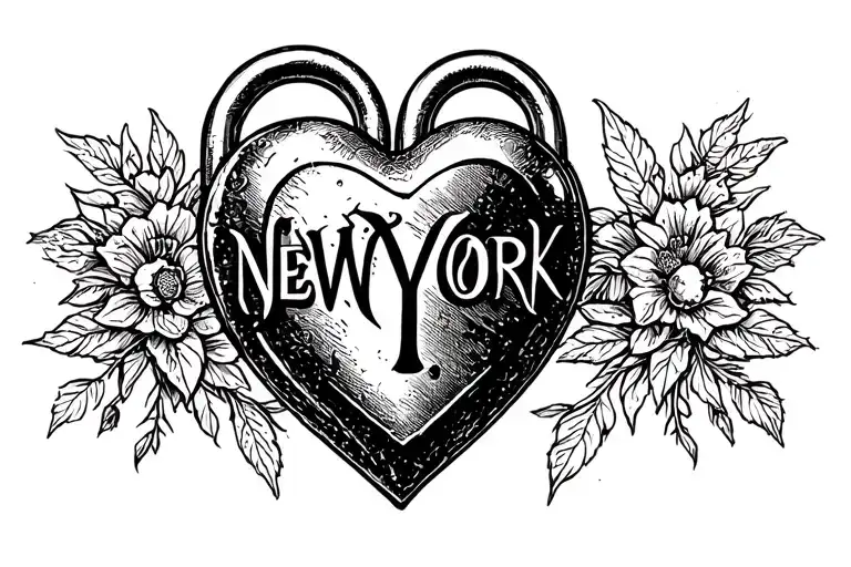 Heart Shaped Lock And New York Logo
