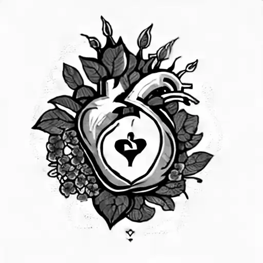 A Heart With Flowers And A Pi Symbol