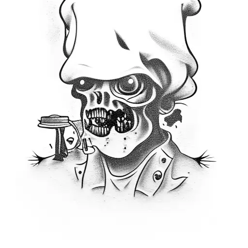 A Zombie Chef Preparing A Meal In A Post-apocalyptic Kitchen