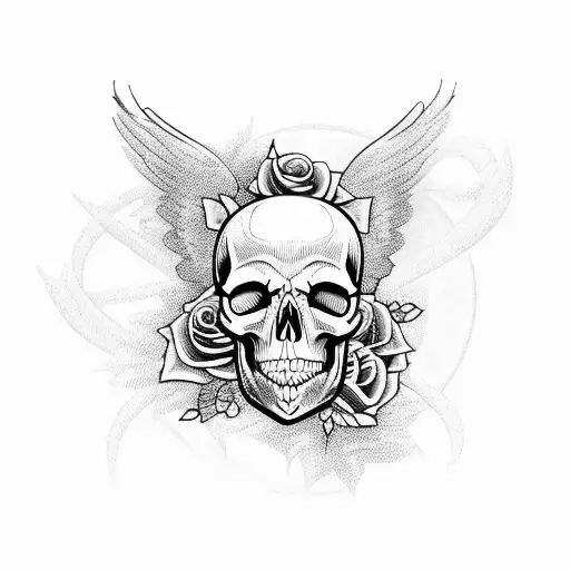Skull And Roses And Angels
