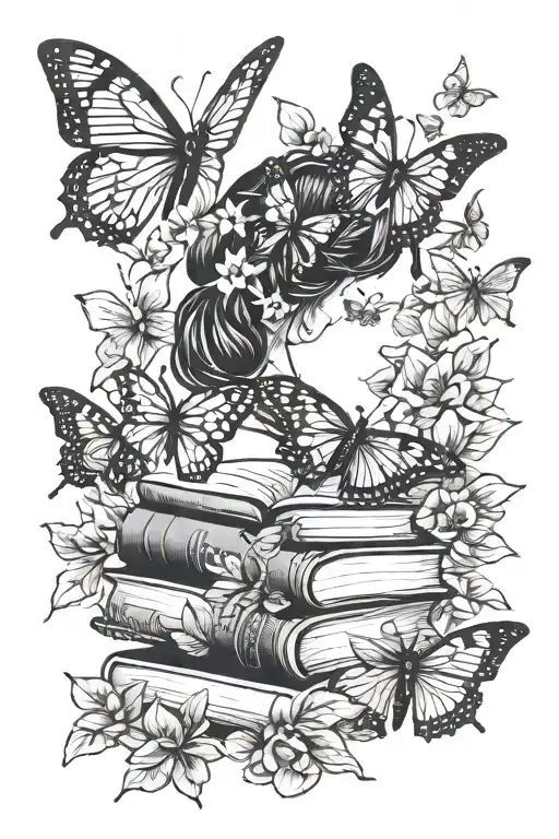 Book Lover And Butterflies