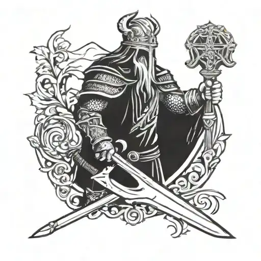 Half Viking Half Knight Holding A Sword