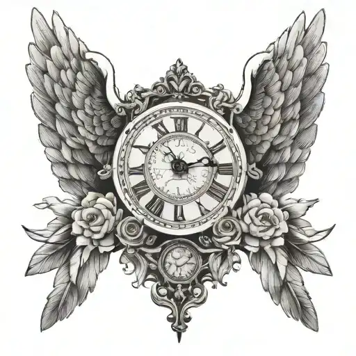 Teddy Angel Wings And Wood Clock