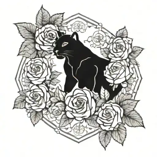 Holy Cross Surrounded Roses And Black Panther