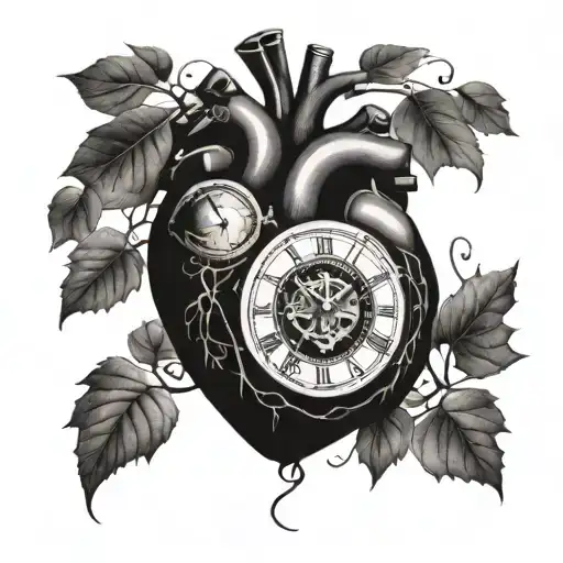 Human Heart With A Clock Inside