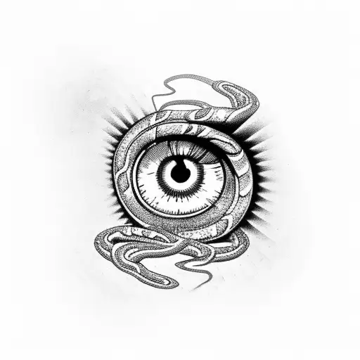Abstract Eye That Connect To A Snake Then To Another Abstract Eye