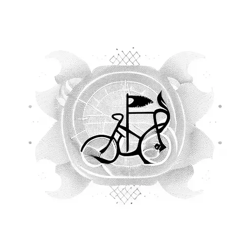 A Blackwork Tattoo Of A Music Staff With Notes Forming The Shape Of A Bike