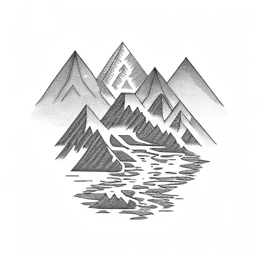 Mountain And Stream At Dusk