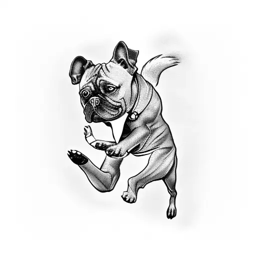 Create A Tattoo Design Of A Photographer Capturing A Moment Of A Dog Dancing In A Blackwork Style