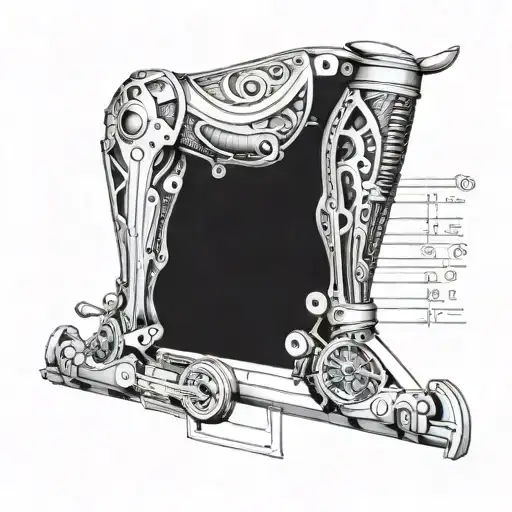 Mechanical Calf Tattoo Black And White