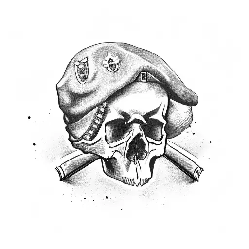 Army Ranger Skull Wearing Beret With A Dagger Going Through Skull