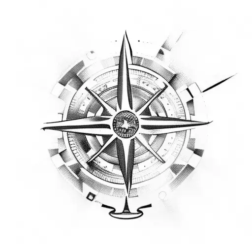 A Futuristic Cyberpunk Compass Integrated With A Skull And Anchor Design