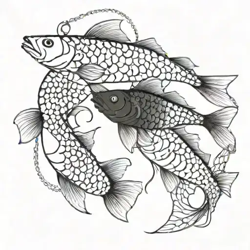 Three Fish On The Same Hook Hanging