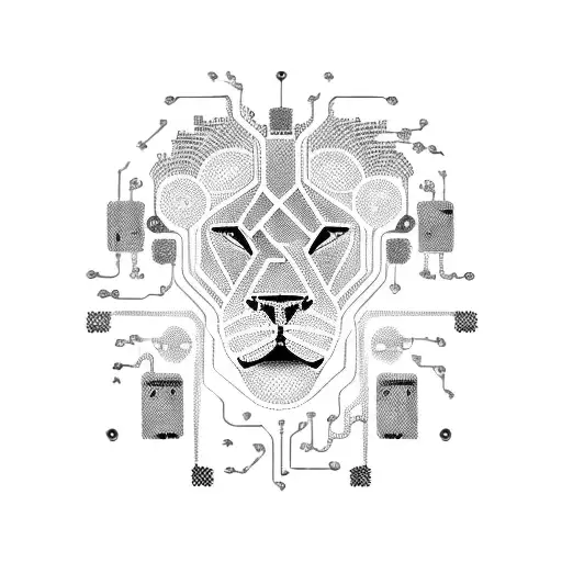 A Cybernetic Lion With Circuitry And Computer Parts Integrated Into Its Design