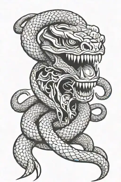 Snake With Demon Mask