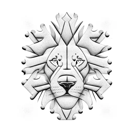 Dog Intertwined With Puzzle Pieces Forming The Shape Of A Lion