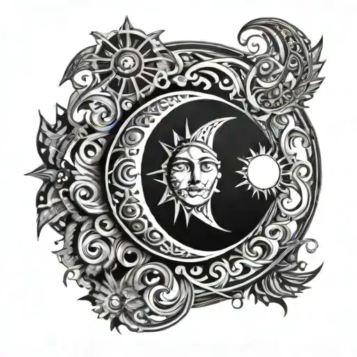 Black Sun Moon Nordic Mythology Realistic