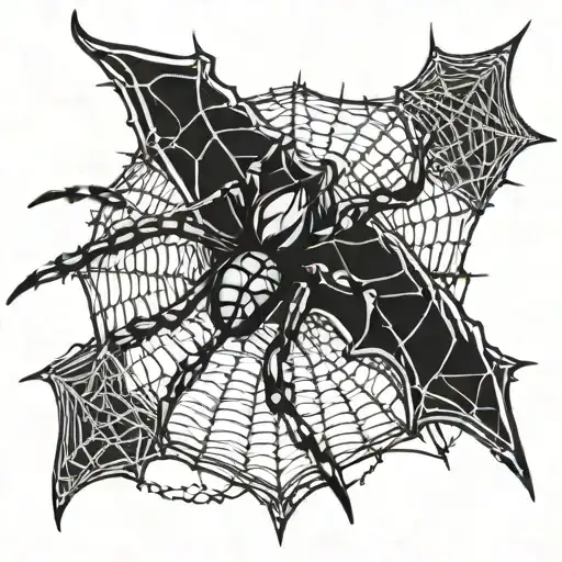 A Gothic Cybersigilism Spider Weaving A Web On A Barbed Wire Fence