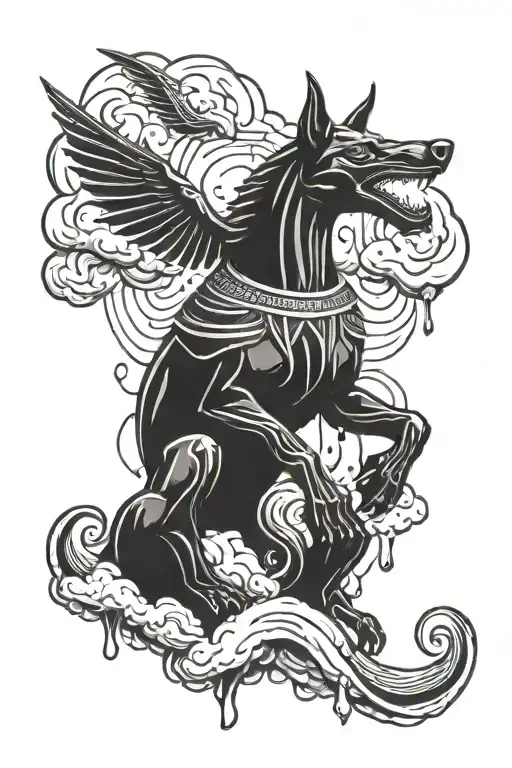 Anubis God Surrounded My Rain Cloud Background Black