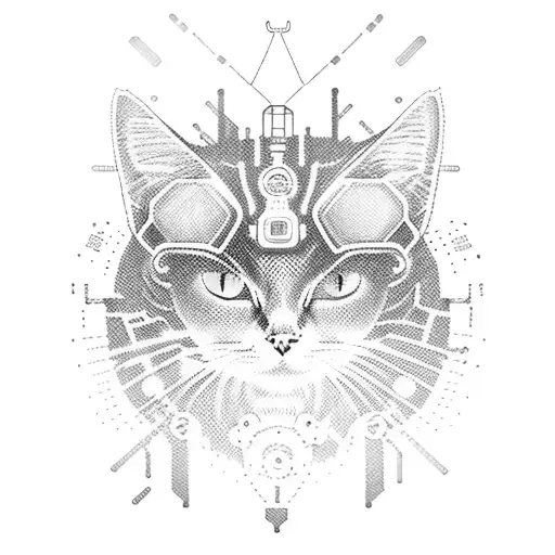 Cyberpunk-inspired Cat With Mechanical Enhancements