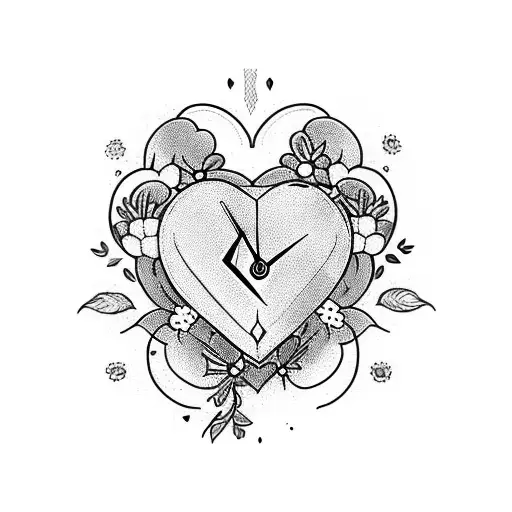 Heart Shaped Clock With Flowers Breaking Through