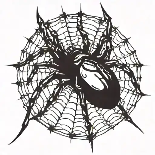 A Gothic Cybersigilism Spider Weaving A Web On A Barbed Wire Fence