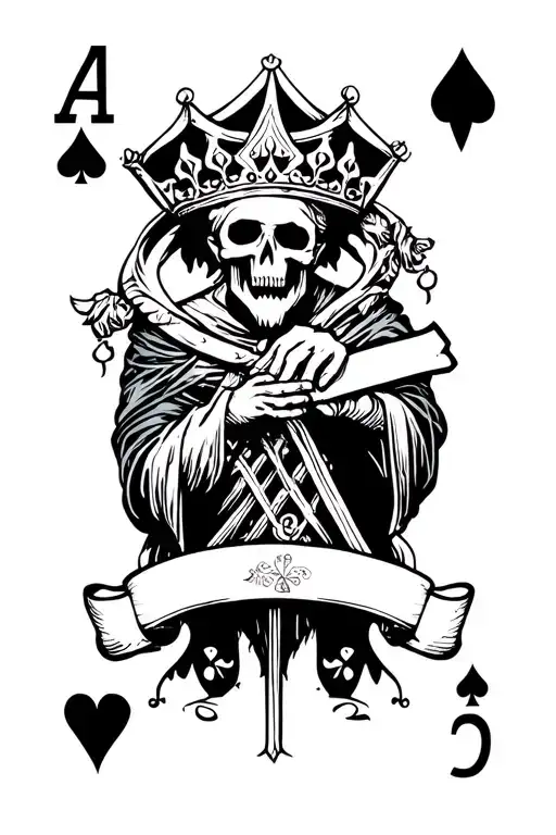 King And Reaper Playing Card Cartoon Style