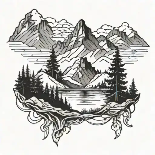 Mountains With A Lake In The Forest