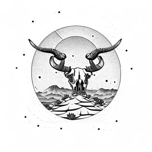 Desert Scene Texas Long Horn Skull Road Runner Sunset Mountains Hawk Saguaro Cactus