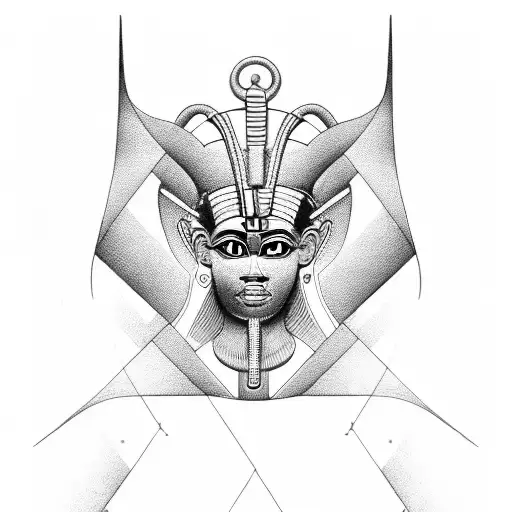 An Abstract Representation Of Osiris Intertwined With Egyptian Hieroglyphics And Symbols