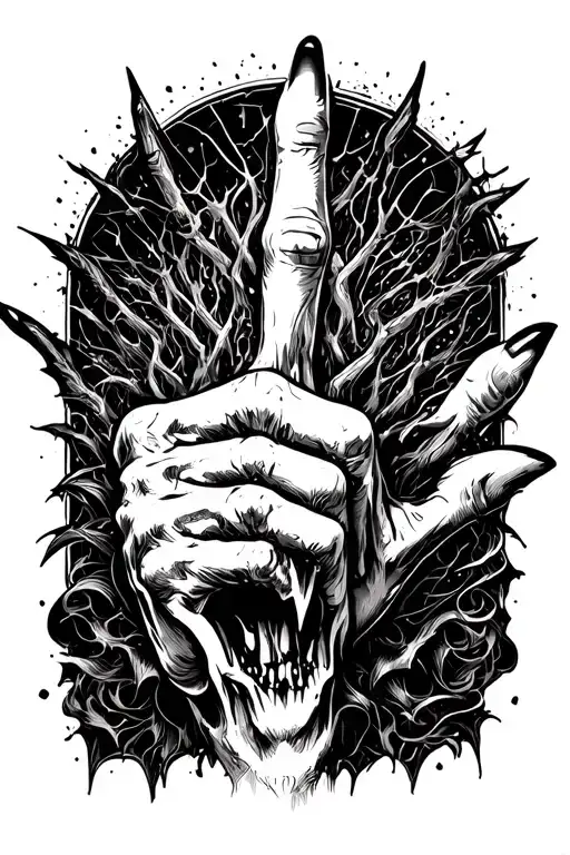 Dark And Evil Background With Middlefinger Inside