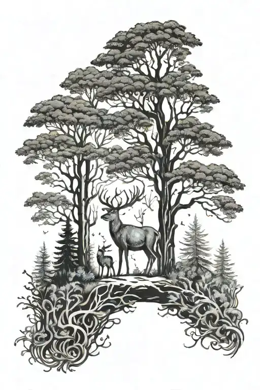 Deer In Forrest Back