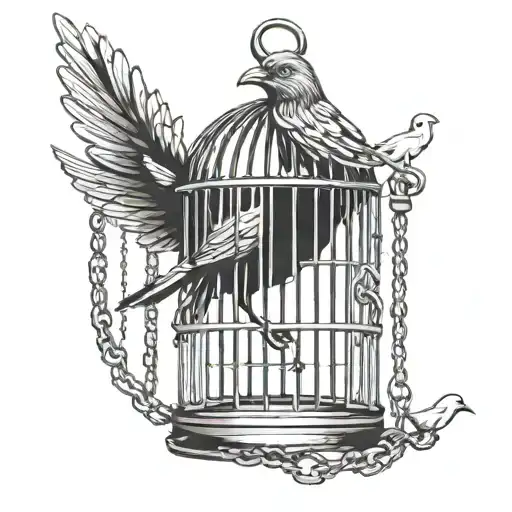 Bird In A Cage With Chains