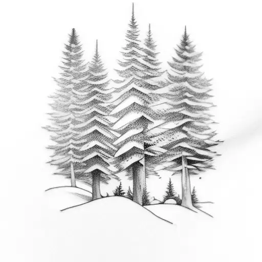 Sleeve With Pine Trees And A Wolf