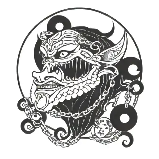 Manga Character Surrounded Moon Chains Wrapped Around The Moon And The Character Mouth