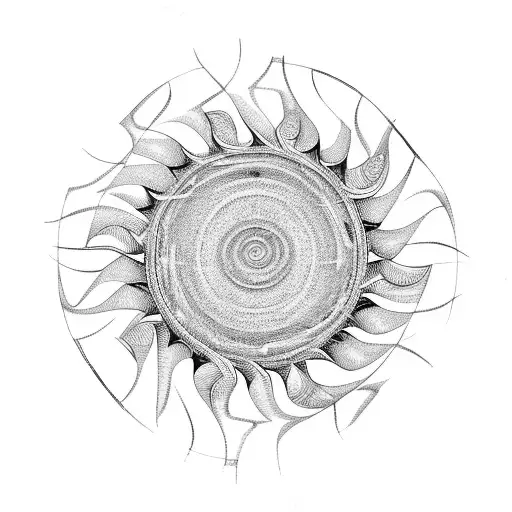 Spiral With Squiggly Lines Outside The Spiral Like A Sun