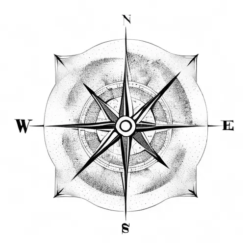 A Compass Long Arrow Intertwined With A Galaxy Of Planets And Stars