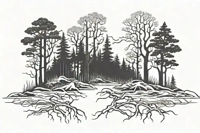 Forest With A Lot Of Scary People Like Silouetes