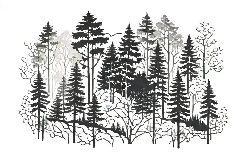 Forest With A Lot Of Silhouettes
