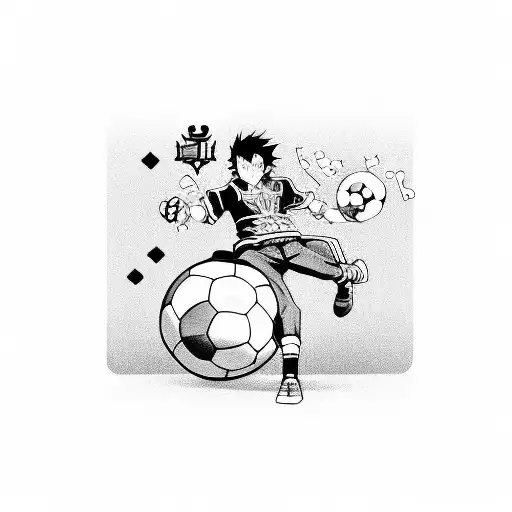 Anime Character Playing Soccer On A Chessboard