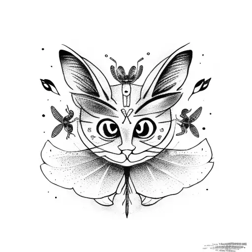 Cat Playing With A Dragonfly