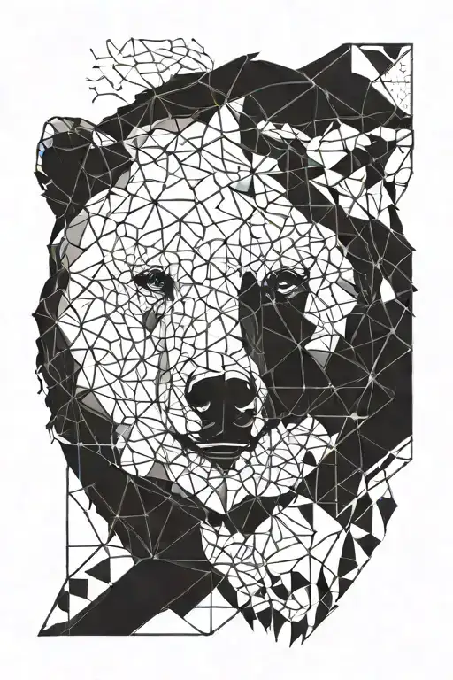 Geometric Bear Head Profile Holding Hands Holding Hands