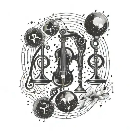 A Symphony Of Musical Notes Forming A Constellation Of Libra And Leo Zodiac Signs