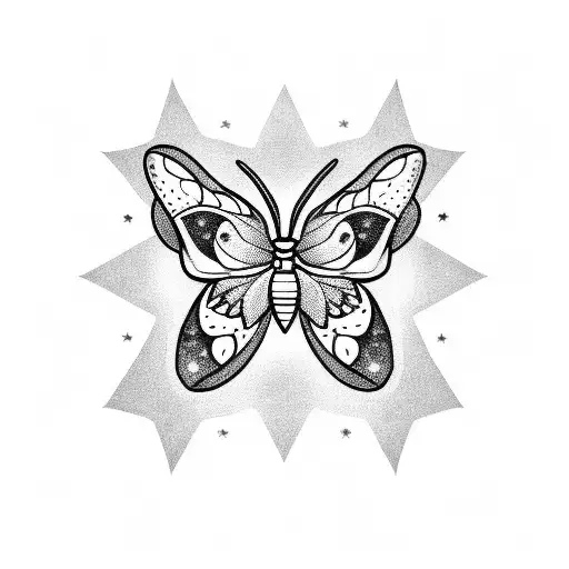 Moth With Stars And Flowers