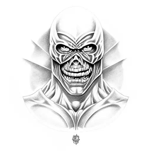 Realistic He-man Tattoo Portrait With Big Muscles