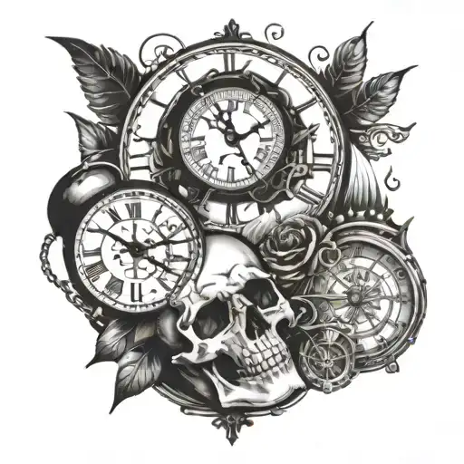 Skull And Clocks Hand