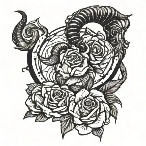 Capricorn Zodiac Sign With Rosses